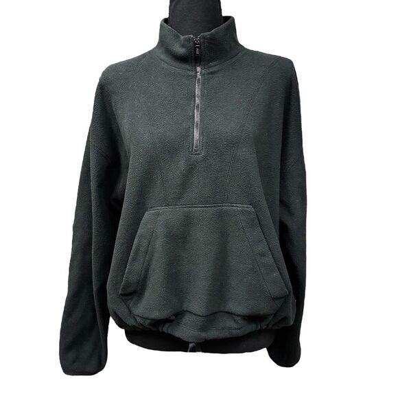 PINK Victoria's Secret Women’s Black Fleece Pullover 1/2 Zip Drawstring - Picture 1 of 8
